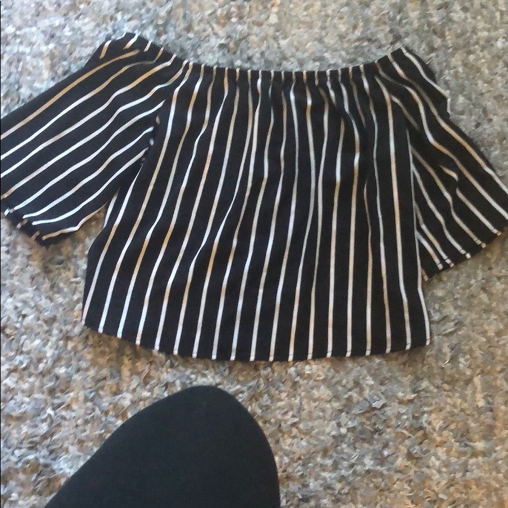 Off shoulder striped top